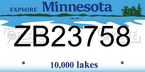 ZB23758 Minnesota License Plate