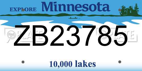 ZB23785 Minnesota License Plate