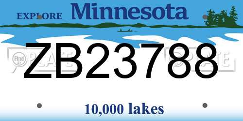 ZB23788 Minnesota License Plate