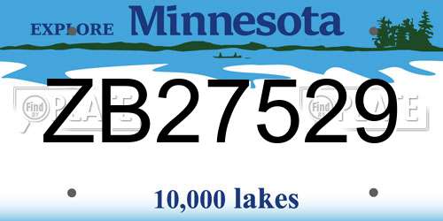 ZB27529 Minnesota License Plate