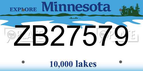 ZB27579 Minnesota License Plate