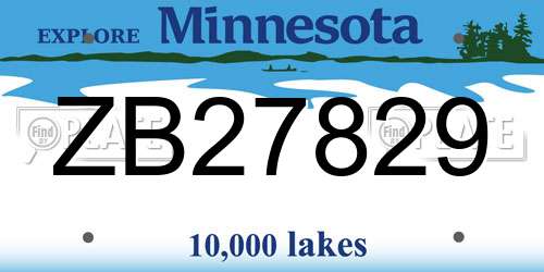 ZB27829 Minnesota License Plate