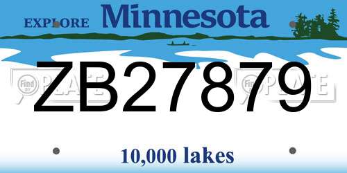 ZB27879 Minnesota License Plate