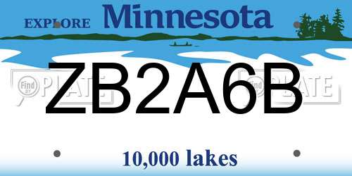 ZB2A6B Minnesota License Plate