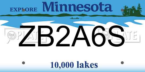ZB2A6S Minnesota License Plate