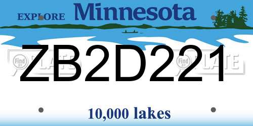 ZB2D221 Minnesota License Plate