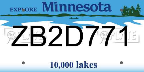 ZB2D771 Minnesota License Plate