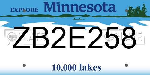 ZB2E258 Minnesota License Plate