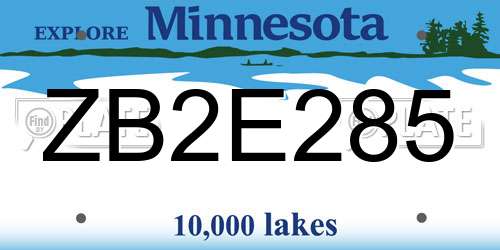 ZB2E285 Minnesota License Plate