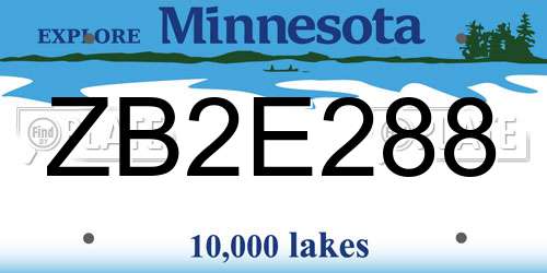 ZB2E288 Minnesota License Plate