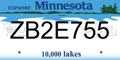 ZB2E755 Minnesota License Plate