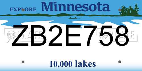 ZB2E758 Minnesota License Plate