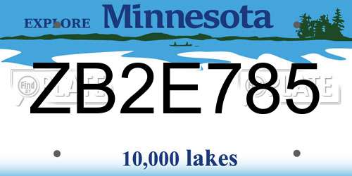 ZB2E785 Minnesota License Plate