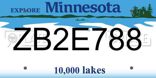ZB2E788 Minnesota License Plate