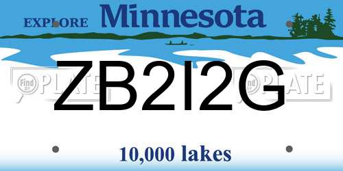 ZB2I2G Minnesota License Plate
