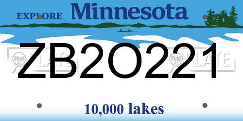 ZB2O221 Minnesota License Plate