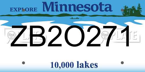 ZB2O271 Minnesota License Plate