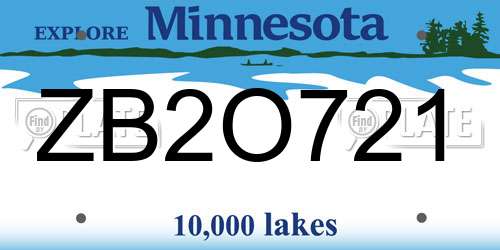 ZB2O721 Minnesota License Plate
