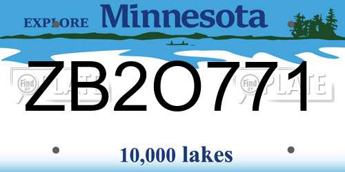 ZB2O771 Minnesota License Plate