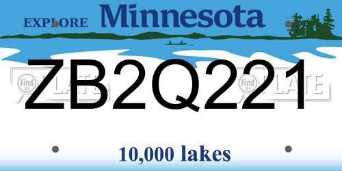 ZB2Q221 Minnesota License Plate