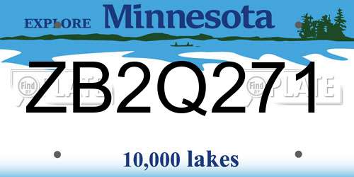ZB2Q271 Minnesota License Plate