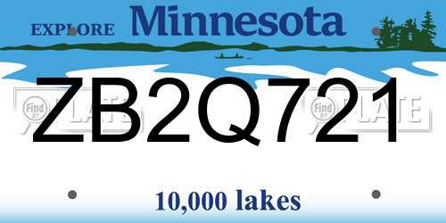 ZB2Q721 Minnesota License Plate