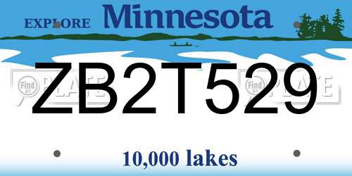ZB2T529 Minnesota License Plate