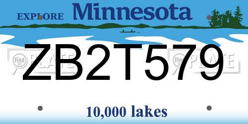 ZB2T579 Minnesota License Plate