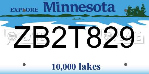ZB2T829 Minnesota License Plate