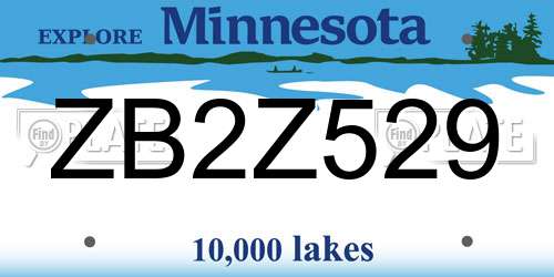 ZB2Z529 Minnesota License Plate