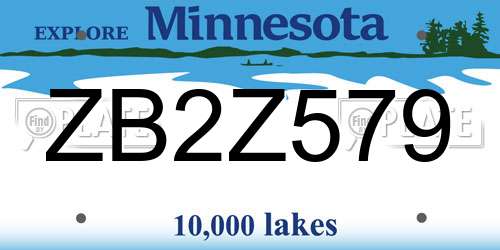 ZB2Z579 Minnesota License Plate