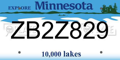 ZB2Z829 Minnesota License Plate