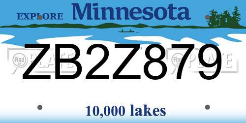 ZB2Z879 Minnesota License Plate