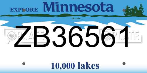ZB36561 Minnesota License Plate