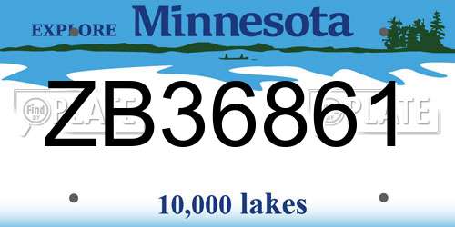 ZB36861 Minnesota License Plate