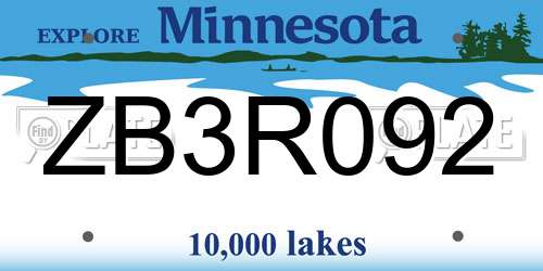 ZB3R092 Minnesota License Plate