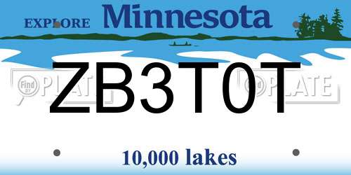 ZB3T0T Minnesota License Plate