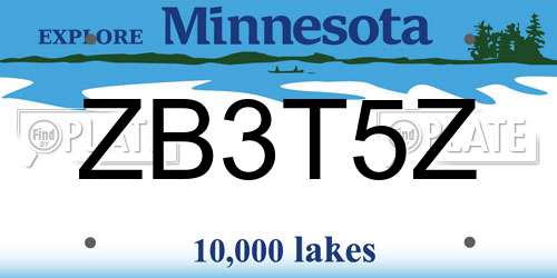 ZB3T5Z Minnesota License Plate