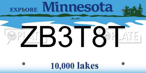 ZB3T8T Minnesota License Plate