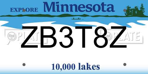 ZB3T8Z Minnesota License Plate