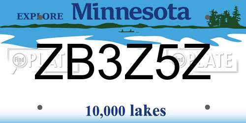 ZB3Z5Z Minnesota License Plate