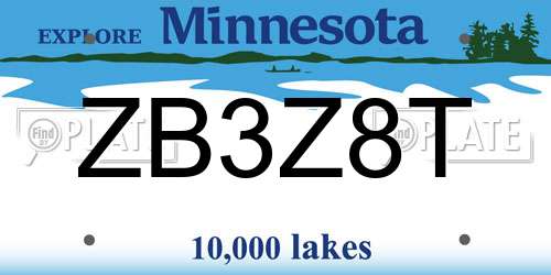 ZB3Z8T Minnesota License Plate
