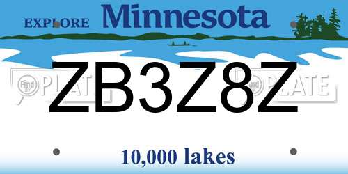 ZB3Z8Z Minnesota License Plate