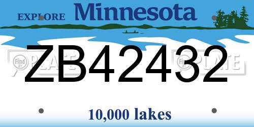 ZB42432 Minnesota License Plate