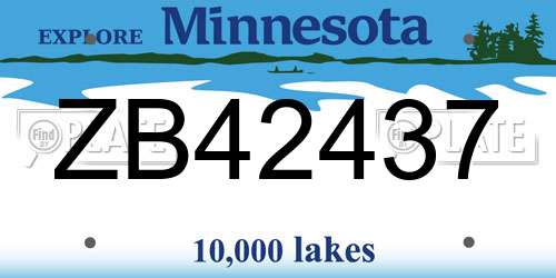 ZB42437 Minnesota License Plate