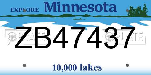 ZB47437 Minnesota License Plate