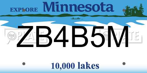 ZB4B5M Minnesota License Plate