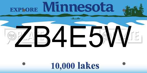 ZB4E5W Minnesota License Plate