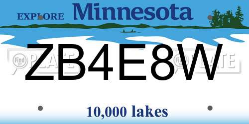 ZB4E8W Minnesota License Plate
