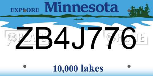 ZB4J776 Minnesota License Plate